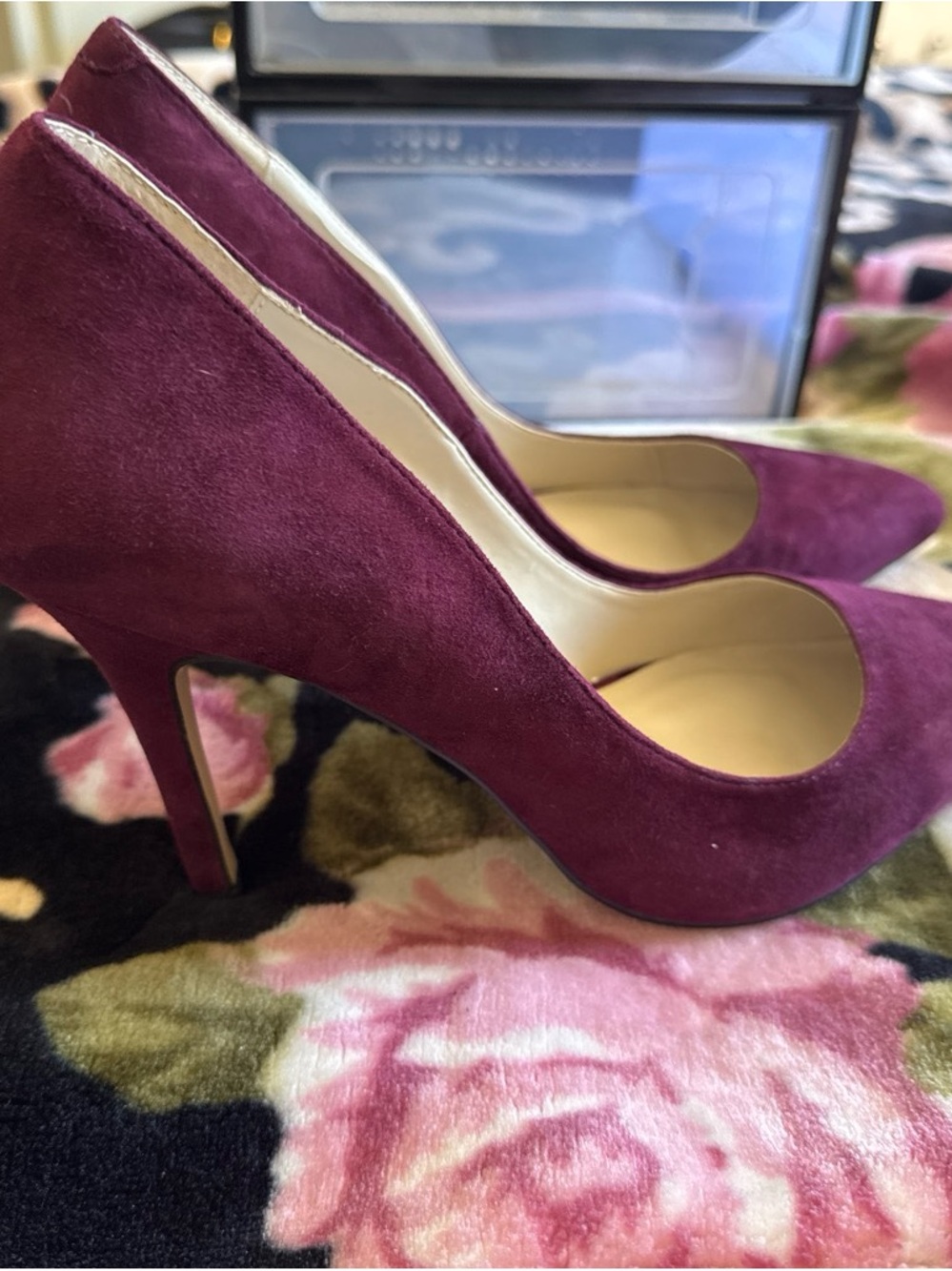 Shoemint Plum Suede Pointed Toe High Heels